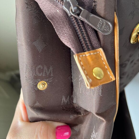 MCM Authentic Leather And Nylon Shoulder Bag Tote Purse - Picture 8 of 12